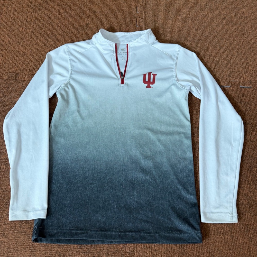 Colosseum Youth Indiana Hoosiers IU Ombre Quarter Zip Pullover White Grey S 8-10